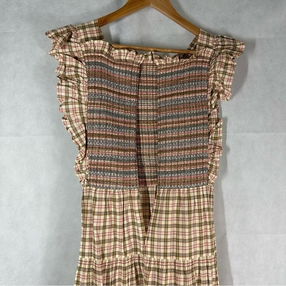 DÔEN Midi Plaid Arbor Smocked Midi Dress Size XS - Picture 8 of 15